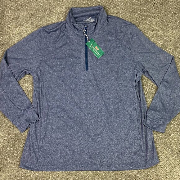 Vineyard Vines Performance 1/4 Zip Pullover Men's XL Deep Bay Blue Cationic Golf - Picture 1 of 14